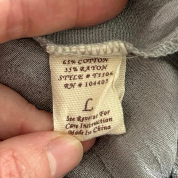 Mine Women Short Sleeve Lace Blouse Top Gray Ethereal Feminine Boho Size Large - Picture 5 of 7